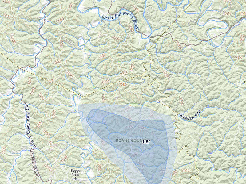 NEXRAD radar-signature map of the hail storm over Spencer, WV on May 27, 2026