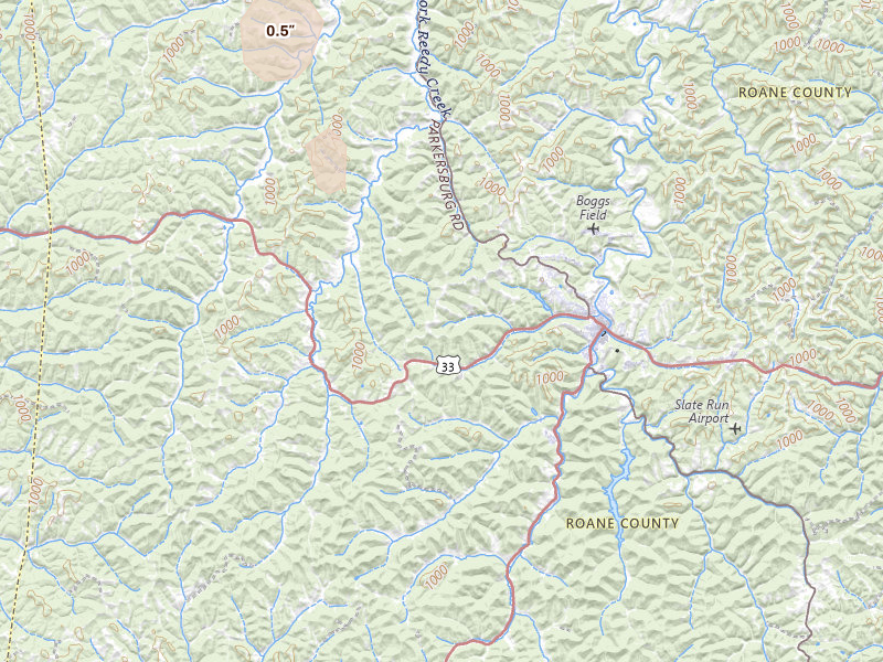Radar-estimated hail-size map of the storm over Spencer, WV on Aug 7, 2026