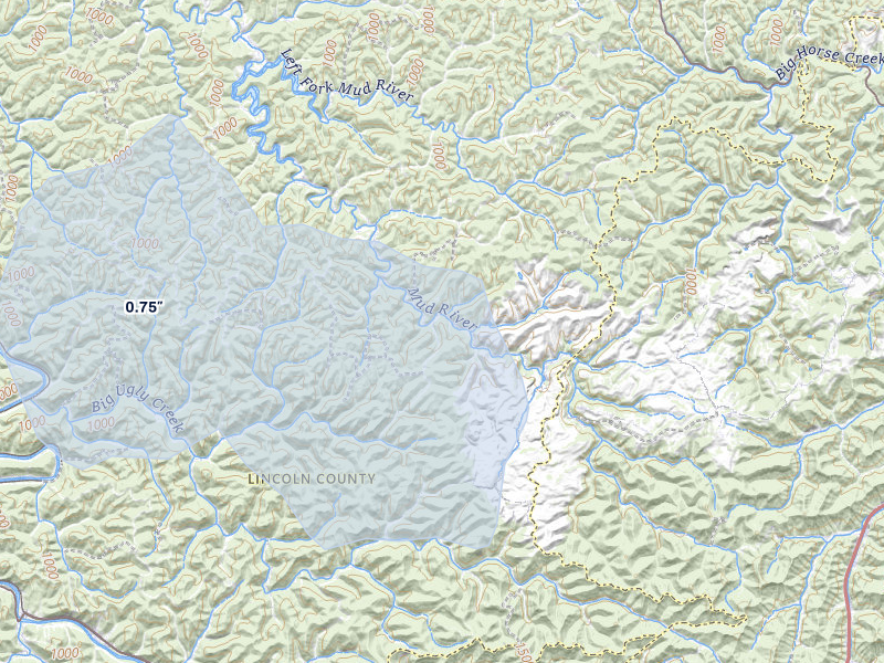 NEXRAD radar-signature map of the hail storm over Spurlockville, WV on Jul 28, 2026