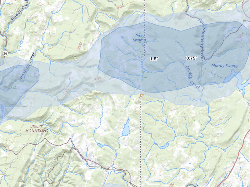 NEXRAD radar-signature map of the hail storm over Terra Alta, WV on Aug 10, 2026