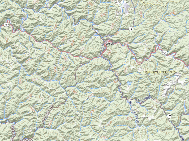 Radar-estimated hail-size map of the storm over Welch, WV on Jul 28, 2026