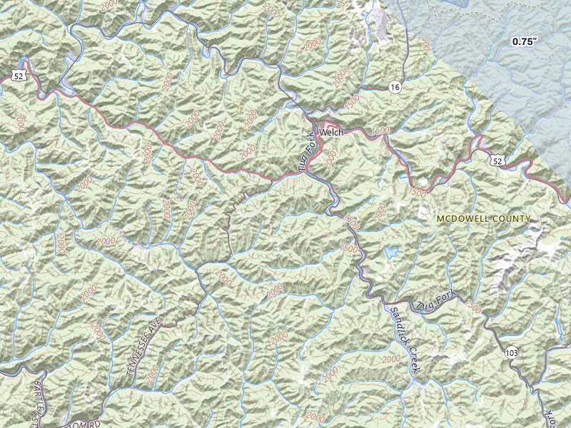NEXRAD radar-signature map of the hail storm over Welch, WV on Jul 28, 2026