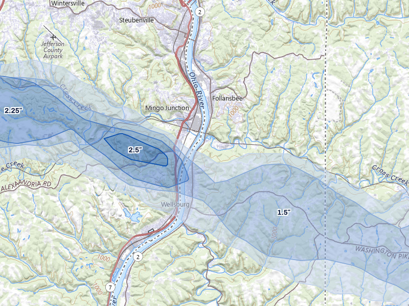 NEXRAD radar-signature map of the hail storm over Wellsburg, WV on Mar 26, 2026