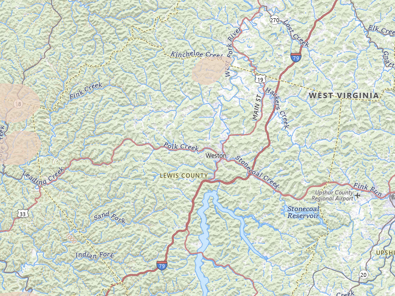 Radar-estimated hail-size map of the storm over Weston, WV on Jul 4, 2026