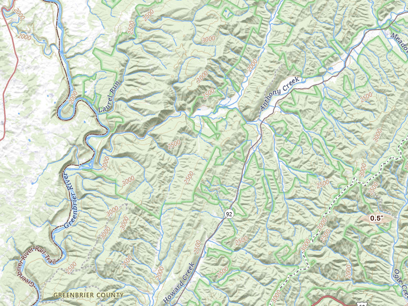 Radar-estimated hail-size map of the storm over White Sulphur Springs, WV on May 13, 2026