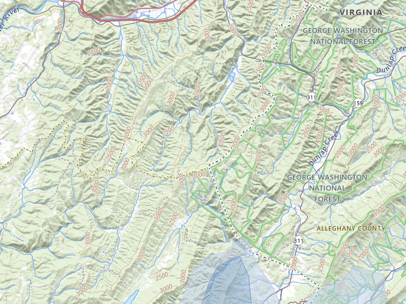 NEXRAD radar-signature map of the hail over White Sulphur Springs, WV
