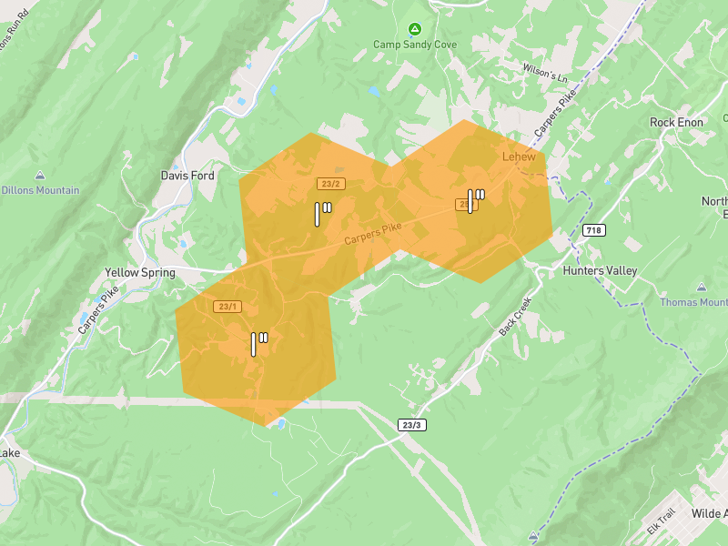 Hail map of Yellow Spring, WV on Jul 4, 2026, hail up to 1"