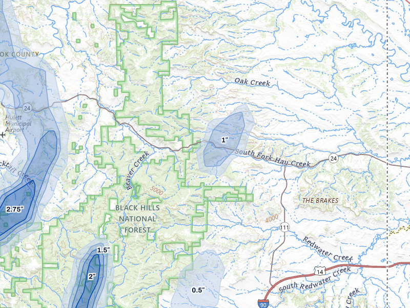 NEXRAD radar-signature map of the hail storm over Aladdin, WY on Jun 2, 2026