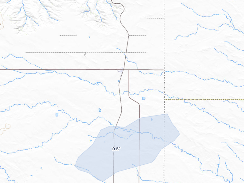 NEXRAD radar-signature map of the hail storm over Albin, WY on Jun 4, 2026