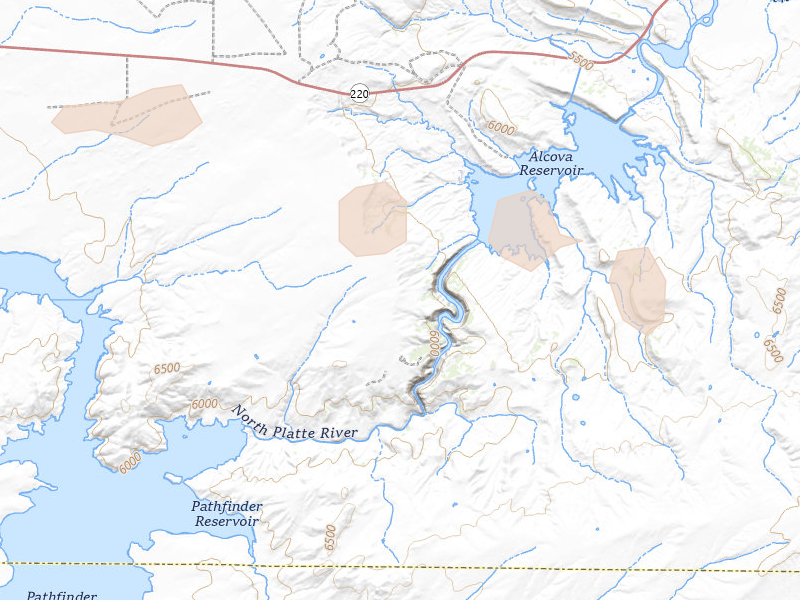 Radar-estimated hail-size map of the storm over Alcova, WY on Jul 9, 2026