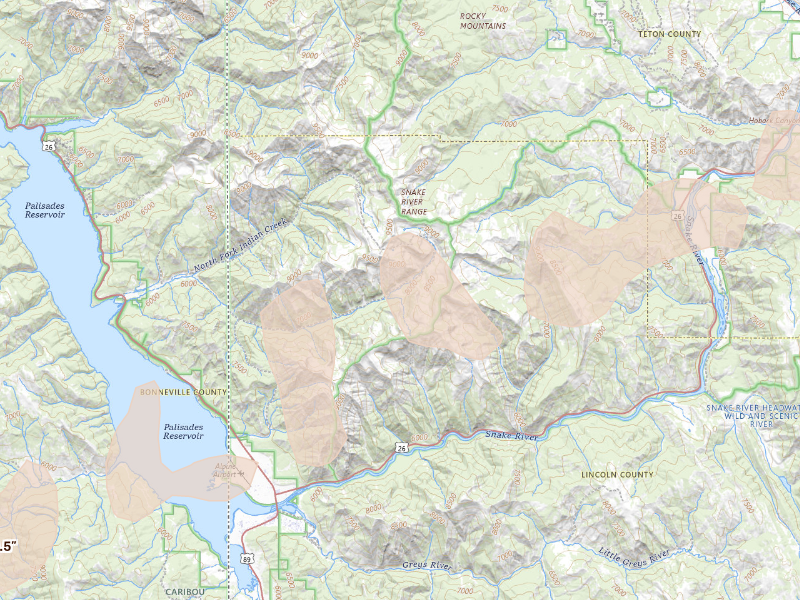 Radar-estimated hail-size map of the storm over Alpine, WY