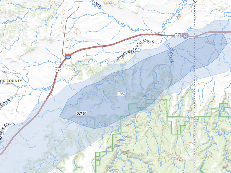 NEXRAD radar-signature map of the hail storm over Beulah, WY on Jun 26, 2026