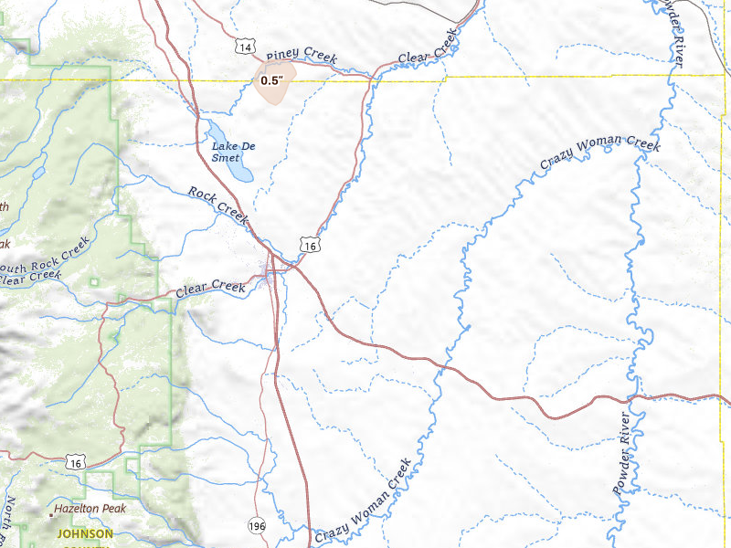 Radar-estimated hail-size map of the storm over Buffalo, WY on May 29, 2026