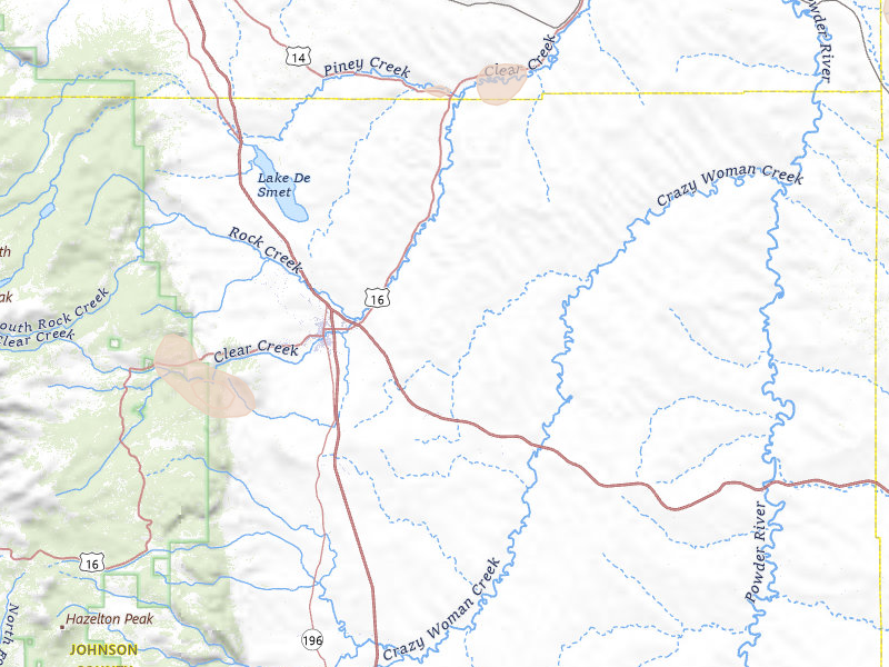 Radar-estimated hail-size map of the storm over Buffalo, WY on Jul 8, 2026
