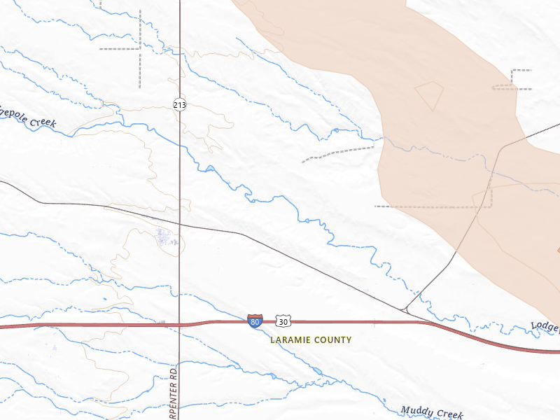 Radar-estimated hail-size map of the storm over Burns, WY on Jul 8, 2026