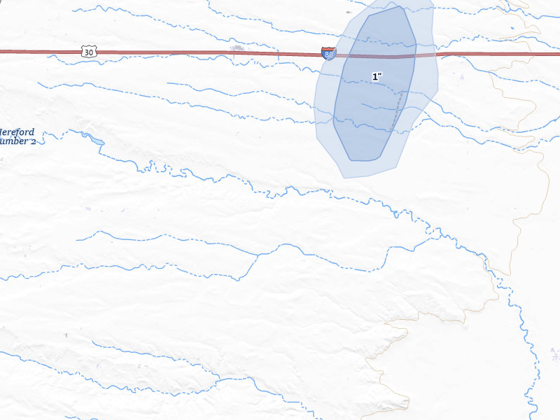 NEXRAD radar-signature map of the hail storm over Carpenter, WY on May 16, 2026