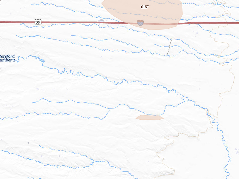 Radar-estimated hail-size map of the storm over Carpenter, WY on Jun 24, 2026