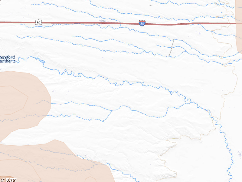 Radar-estimated hail-size map of the storm over Carpenter, WY on Jul 9, 2026