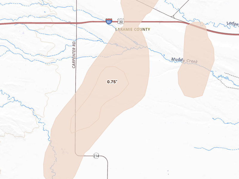 Radar-estimated hail-size map of the storm over Carpenter, WY