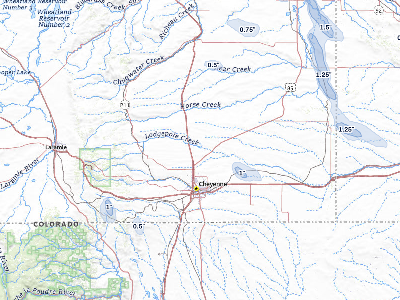 NEXRAD radar-signature map of the hail storm over Cheyenne, WY on May 29, 2026