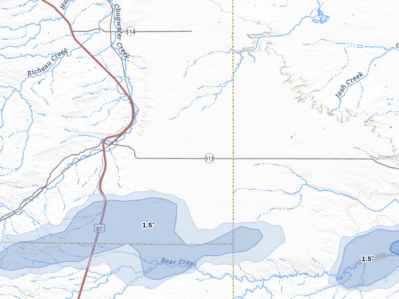 NEXRAD radar-signature map of the hail storm over Chugwater, WY on Aug 16, 2026