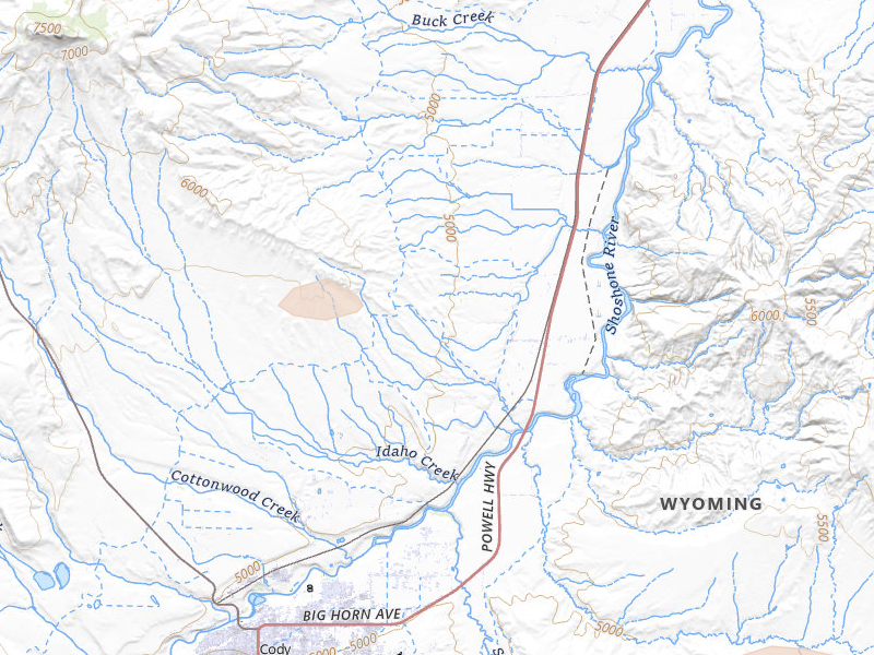 Radar-estimated hail-size map of the storm over Cody, WY on Jun 25, 2026