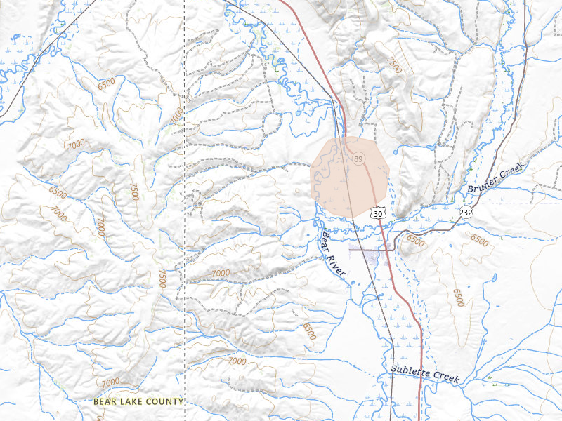 Radar-estimated hail-size map of the storm over Cokeville, WY on Jul 7, 2026
