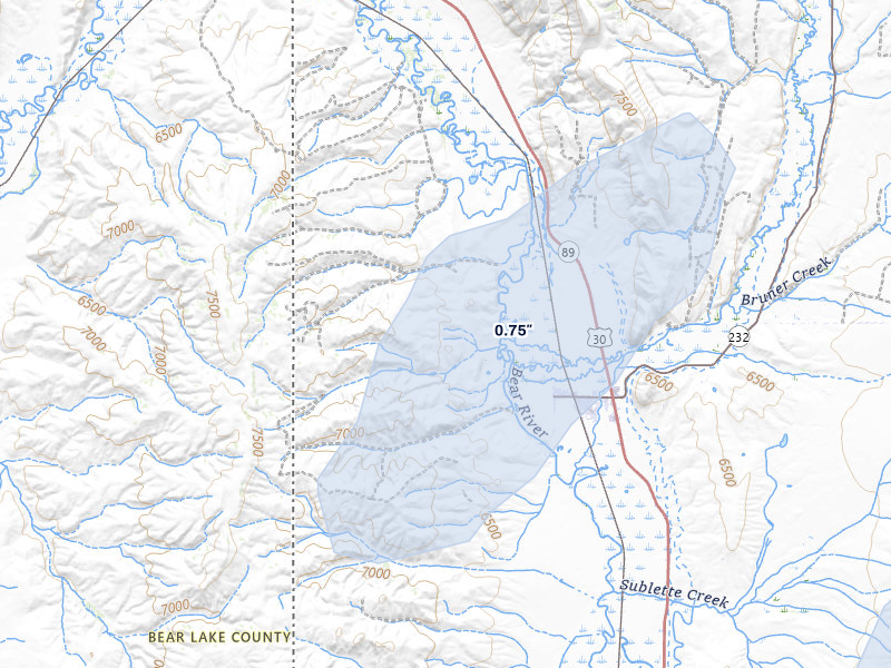 NEXRAD radar-signature map of the hail over Cokeville, WY