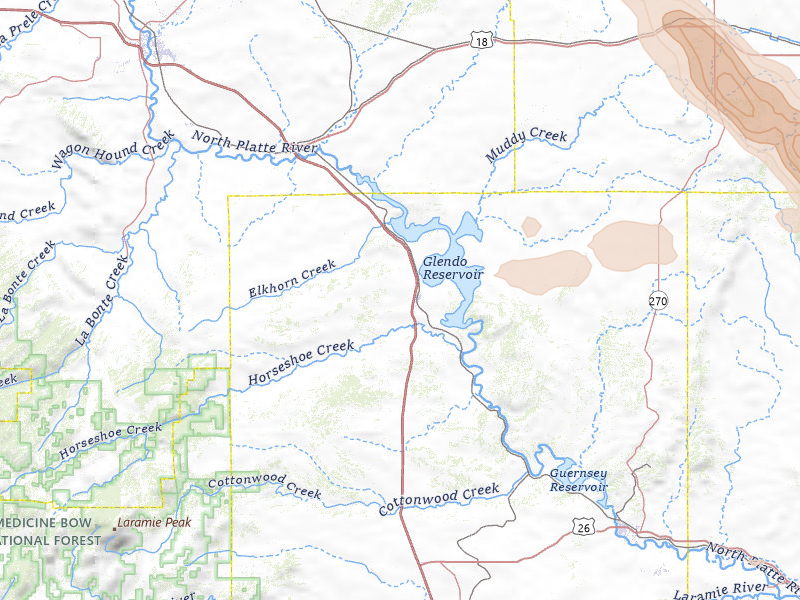 Radar-estimated hail-size map of the storm over Glendo, WY on Jun 22, 2026