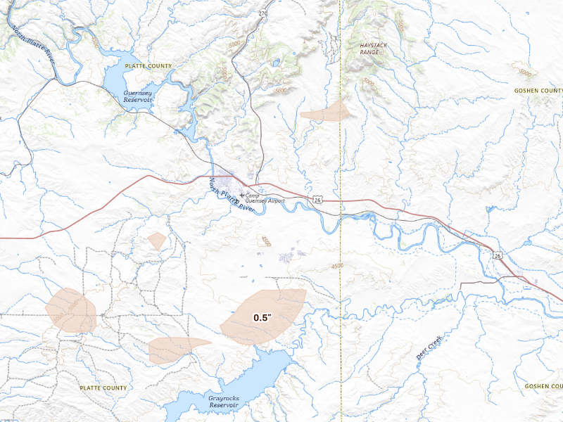 Radar-estimated hail-size map of the storm over Guernsey, WY