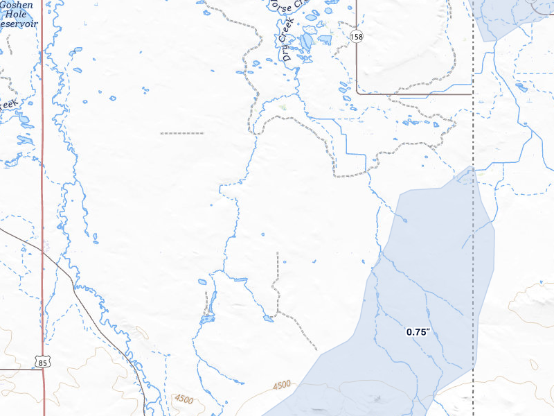 NEXRAD radar-signature map of the hail storm over Hawk Springs, WY on Jul 6, 2026