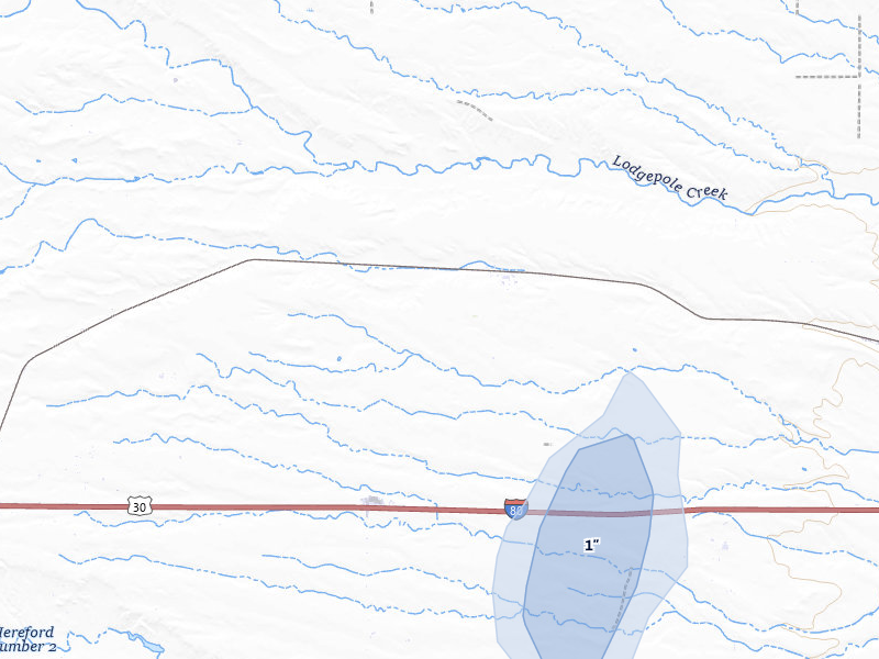 NEXRAD radar-signature map of the hail storm over Hillsdale, WY on May 16, 2026