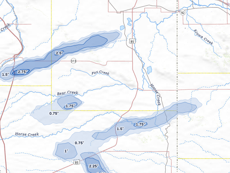 NEXRAD radar-signature map of the hail storm over Lagrange, WY on Jul 8, 2026
