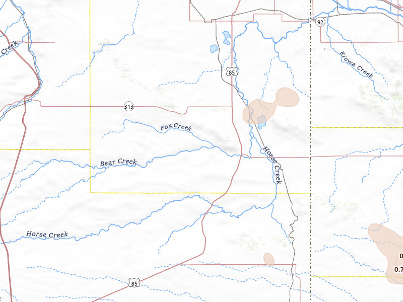 Radar-estimated hail-size map of the storm over Lagrange, WY on Jul 9, 2026