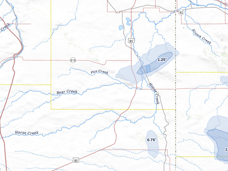 NEXRAD radar-signature map of the hail storm over Lagrange, WY on Jul 9, 2026