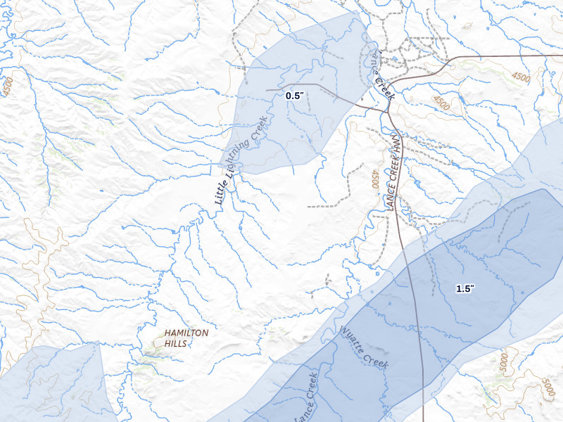 NEXRAD radar-signature map of the hail storm over Lance Creek, WY on Jun 26, 2026