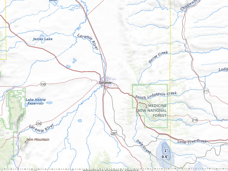 NEXRAD radar-signature map of the hail storm over Laramie, WY on May 29, 2026