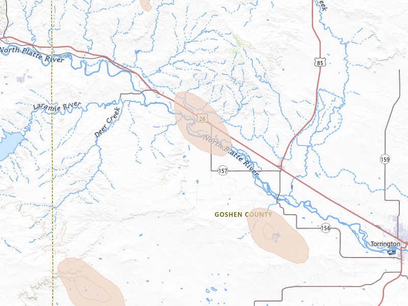 Radar-estimated hail-size map of the storm over Lingle, WY on May 29, 2026