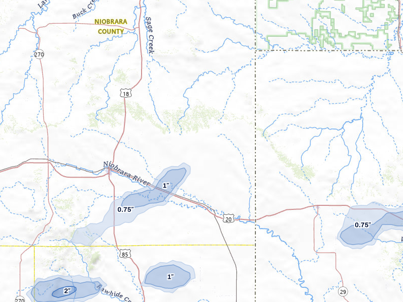 NEXRAD radar-signature map of the hail storm over Lusk, WY on Aug 12, 2026