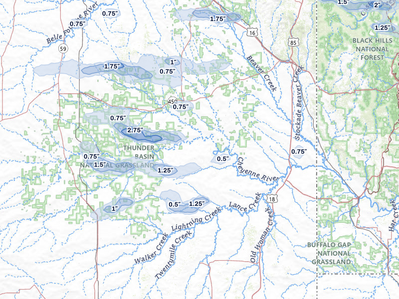 NEXRAD radar-signature map of the hail over Newcastle, WY