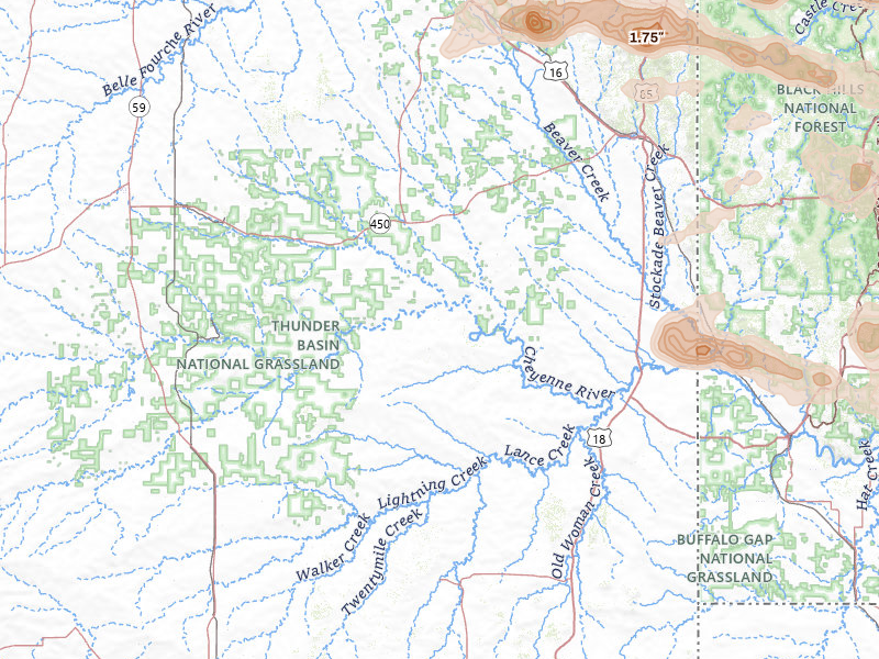 Radar-estimated hail-size map of the storm over Newcastle, WY on Jul 3, 2026