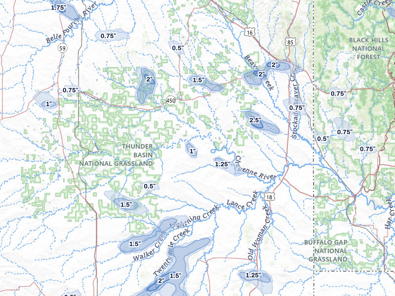 NEXRAD radar-signature map of the hail storm over Newcastle, WY on Jul 8, 2026