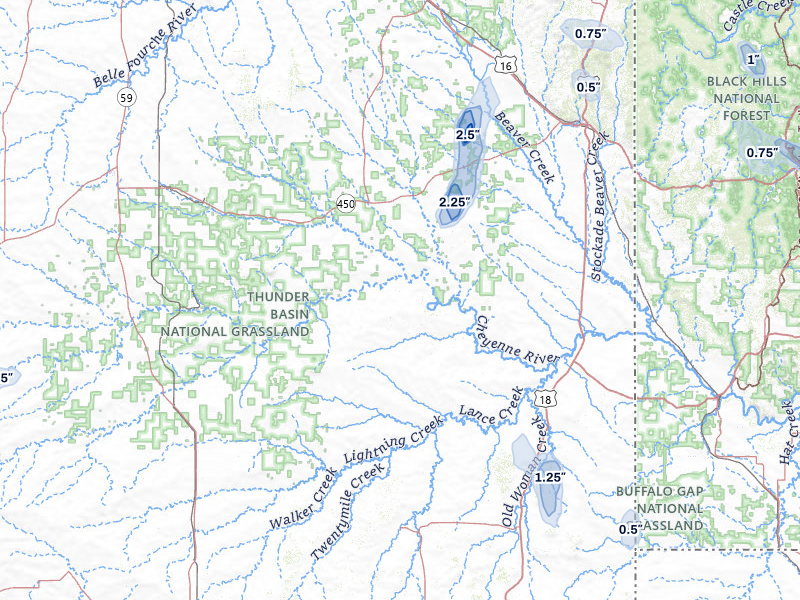 NEXRAD radar-signature map of the hail storm over Newcastle, WY on Jul 9, 2026