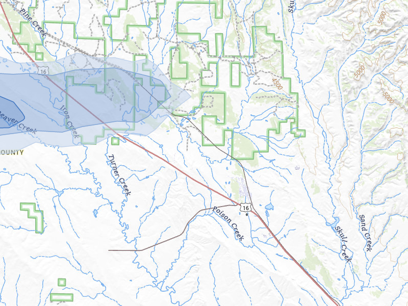 NEXRAD radar-signature map of the hail over Osage, WY