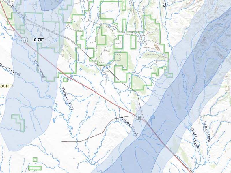 NEXRAD radar-signature map of the hail storm over Osage, WY on Jun 6, 2026