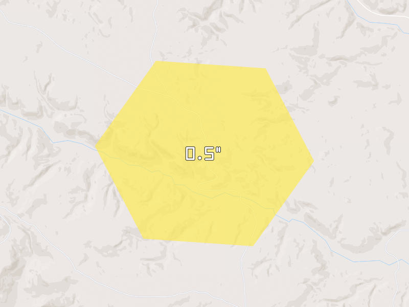 Hail map of Sheridan, WY on Jun 28, 2026, hail up to 0.5"