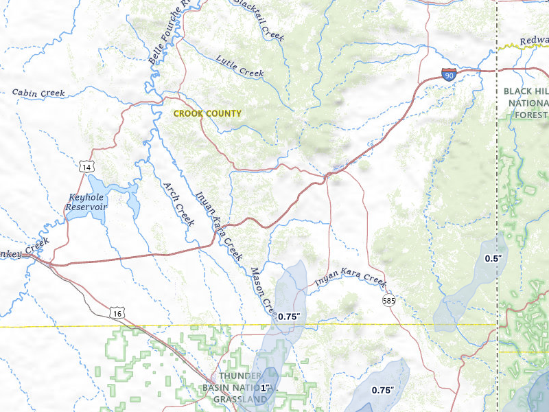 NEXRAD radar-signature map of the hail storm over Sundance, WY on Jun 6, 2026