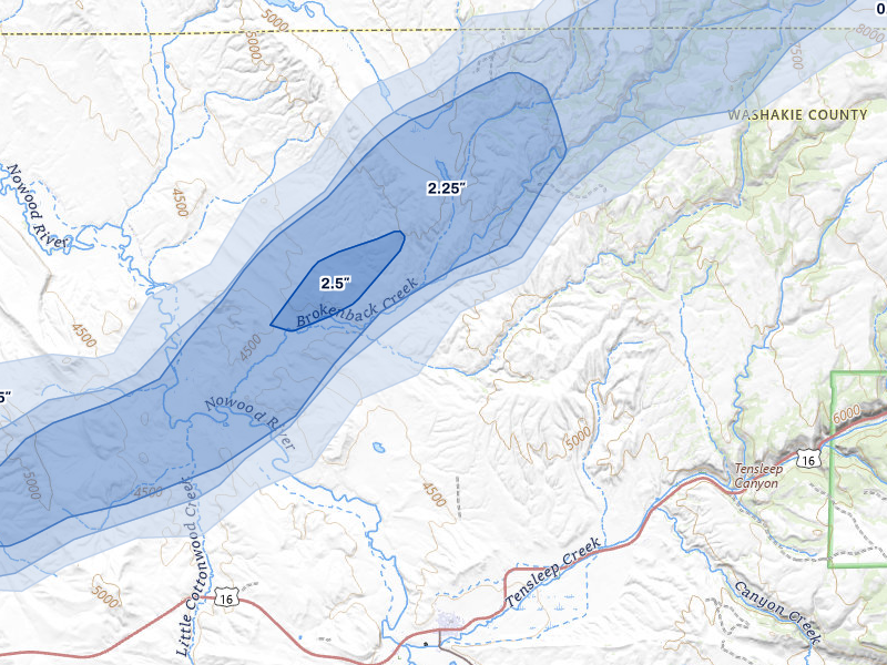 NEXRAD radar-signature map of the hail storm over Ten Sleep, WY on Jun 7, 2026