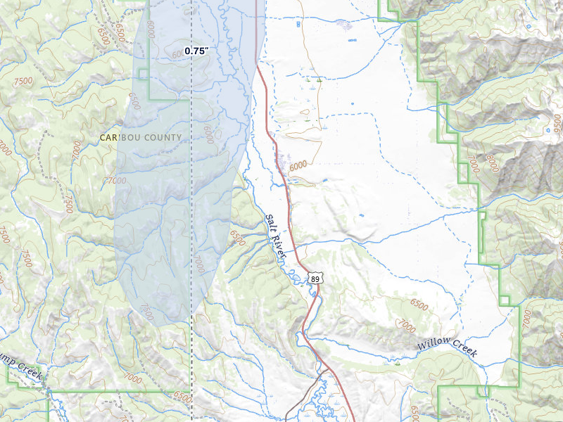 NEXRAD radar-signature map of the hail over Thayne, WY