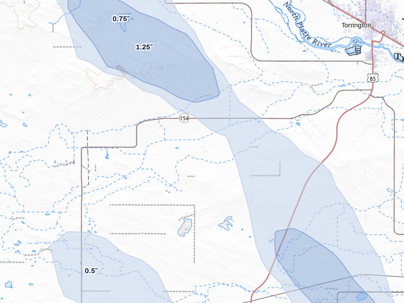 NEXRAD radar-signature map of the hail storm over Torrington, WY on May 29, 2026